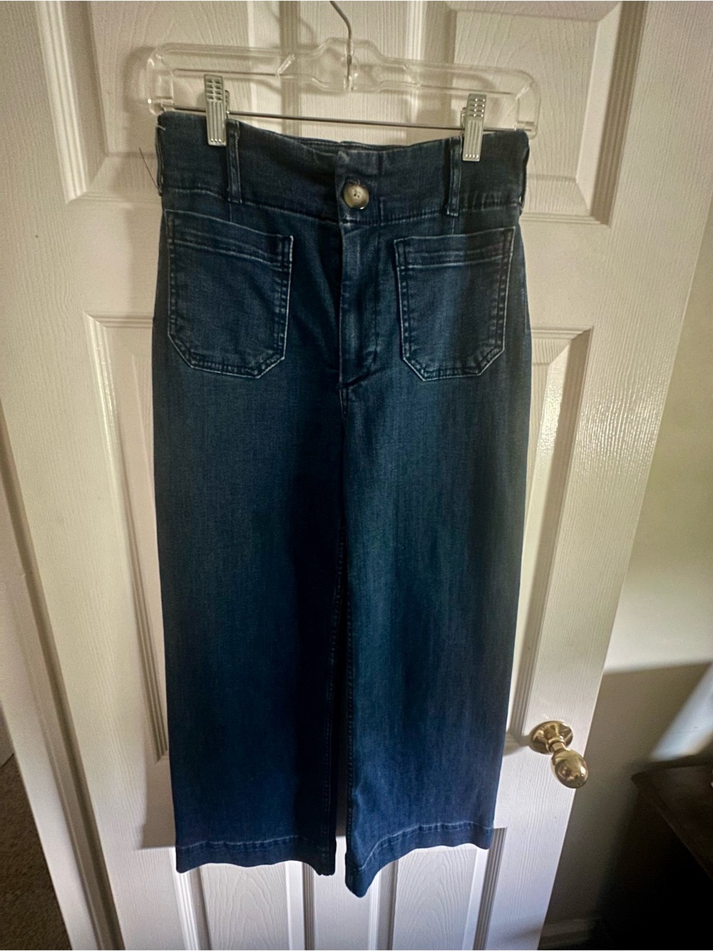 Maeve Dark Indigo Wide-Leg Cropped Jeans